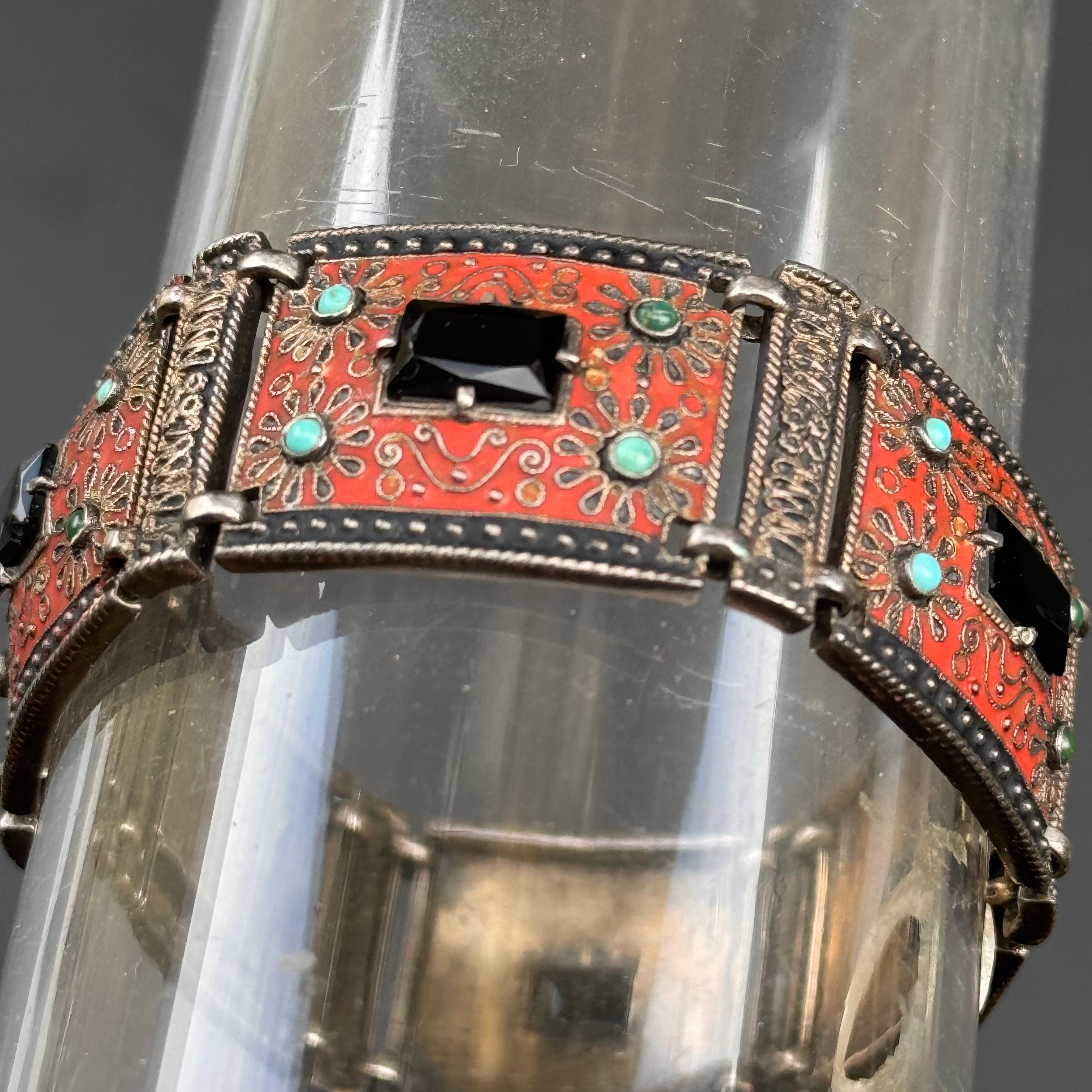 Smalto Art Deco Theodor Fahrner  935 Bracciale in argento in vendita 6