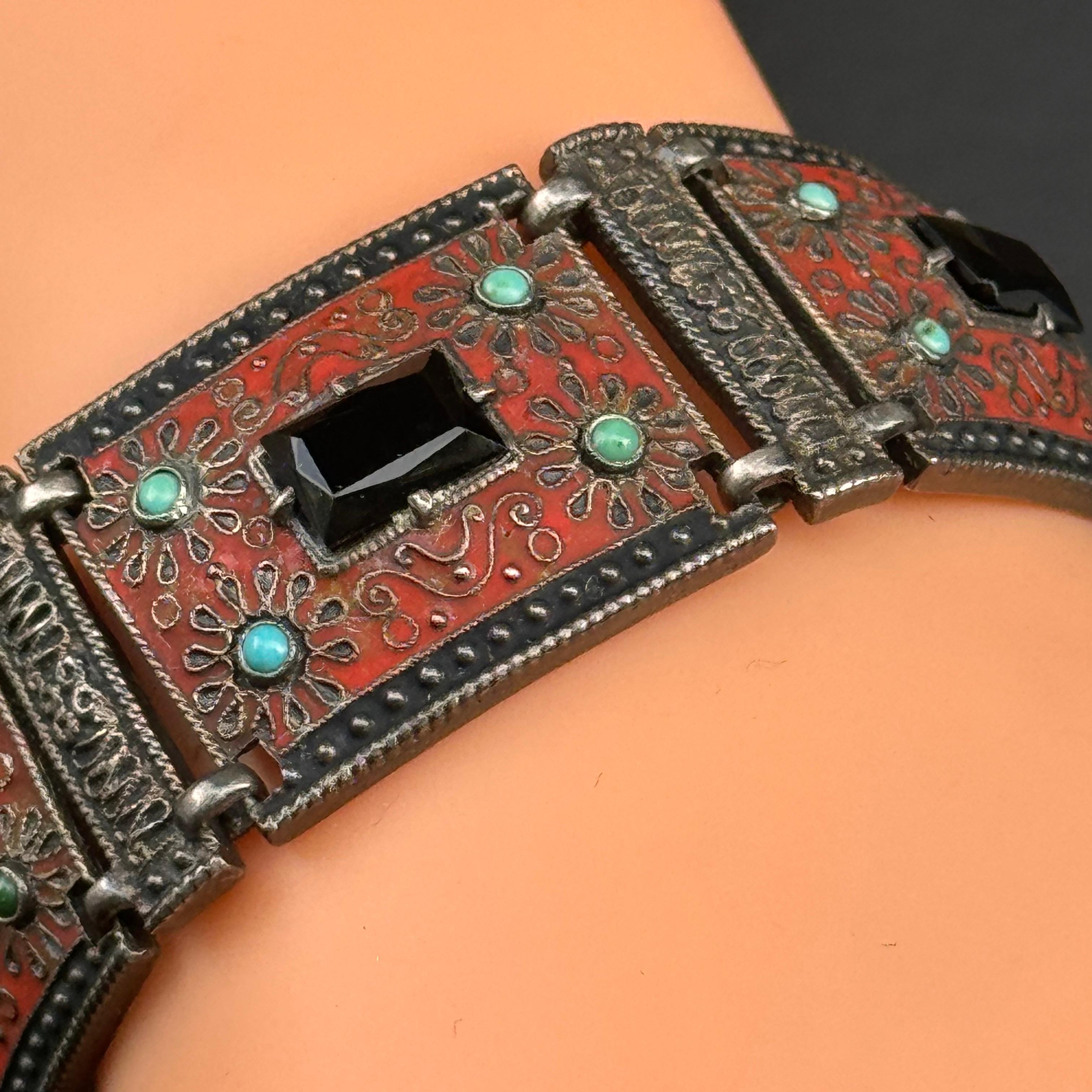 Smalto Art Deco Theodor Fahrner  935 Bracciale in argento in vendita 9