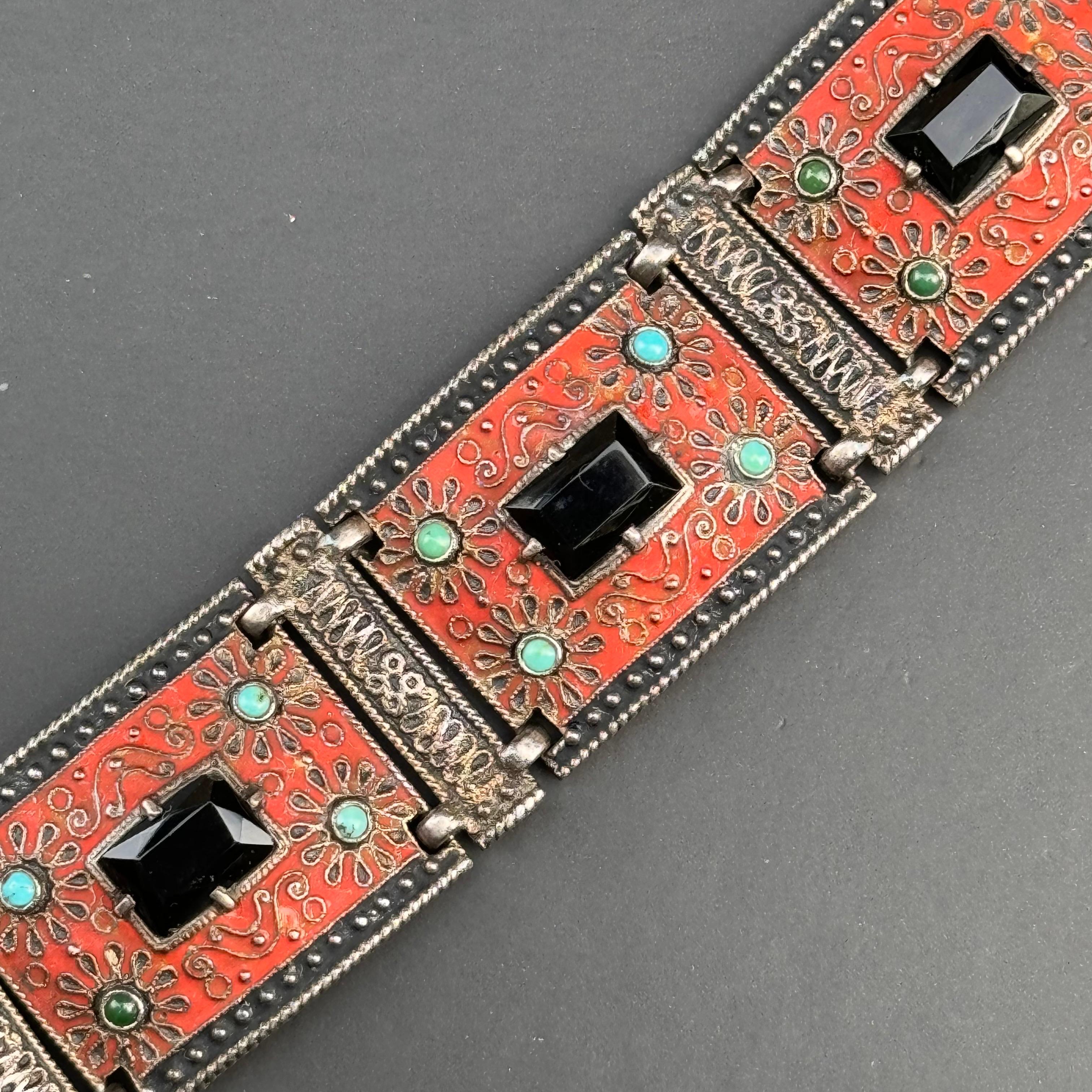 Smalto Art Deco Theodor Fahrner  935 Bracciale in argento In condizioni buone in vendita a Monroe Township, NJ