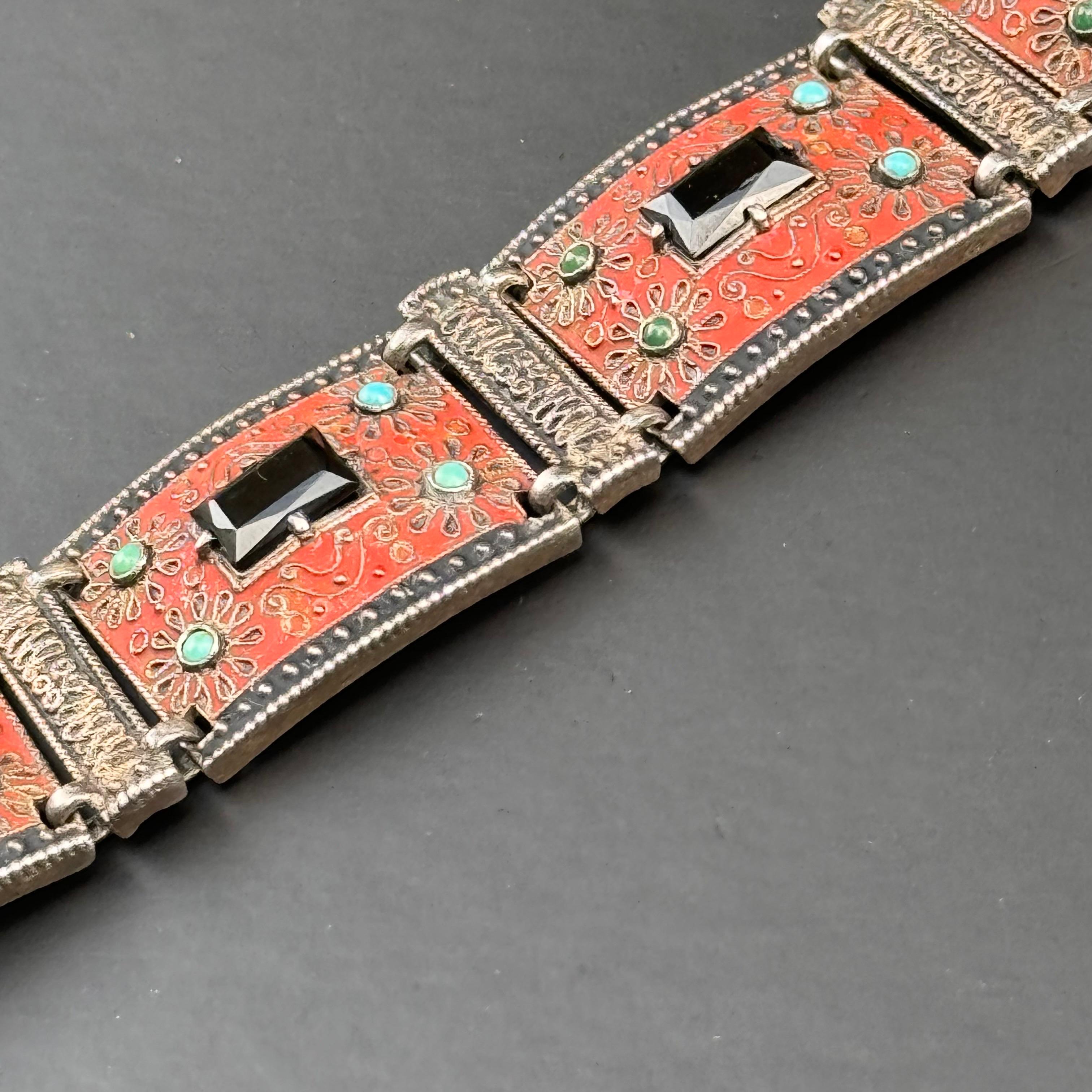 da uomo o donna Smalto Art Deco Theodor Fahrner  935 Bracciale in argento in vendita