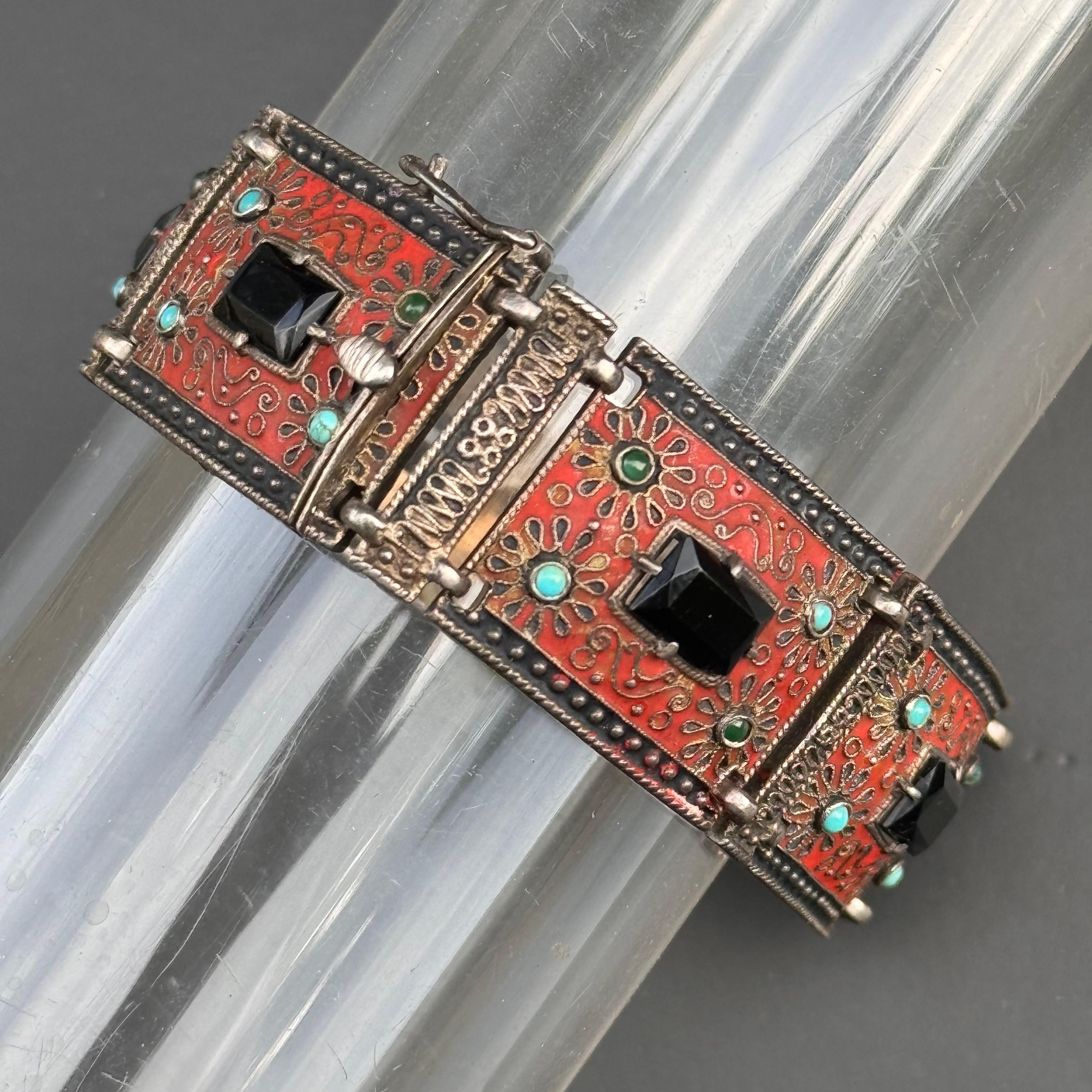 Smalto Art Deco Theodor Fahrner  935 Bracciale in argento in vendita 4