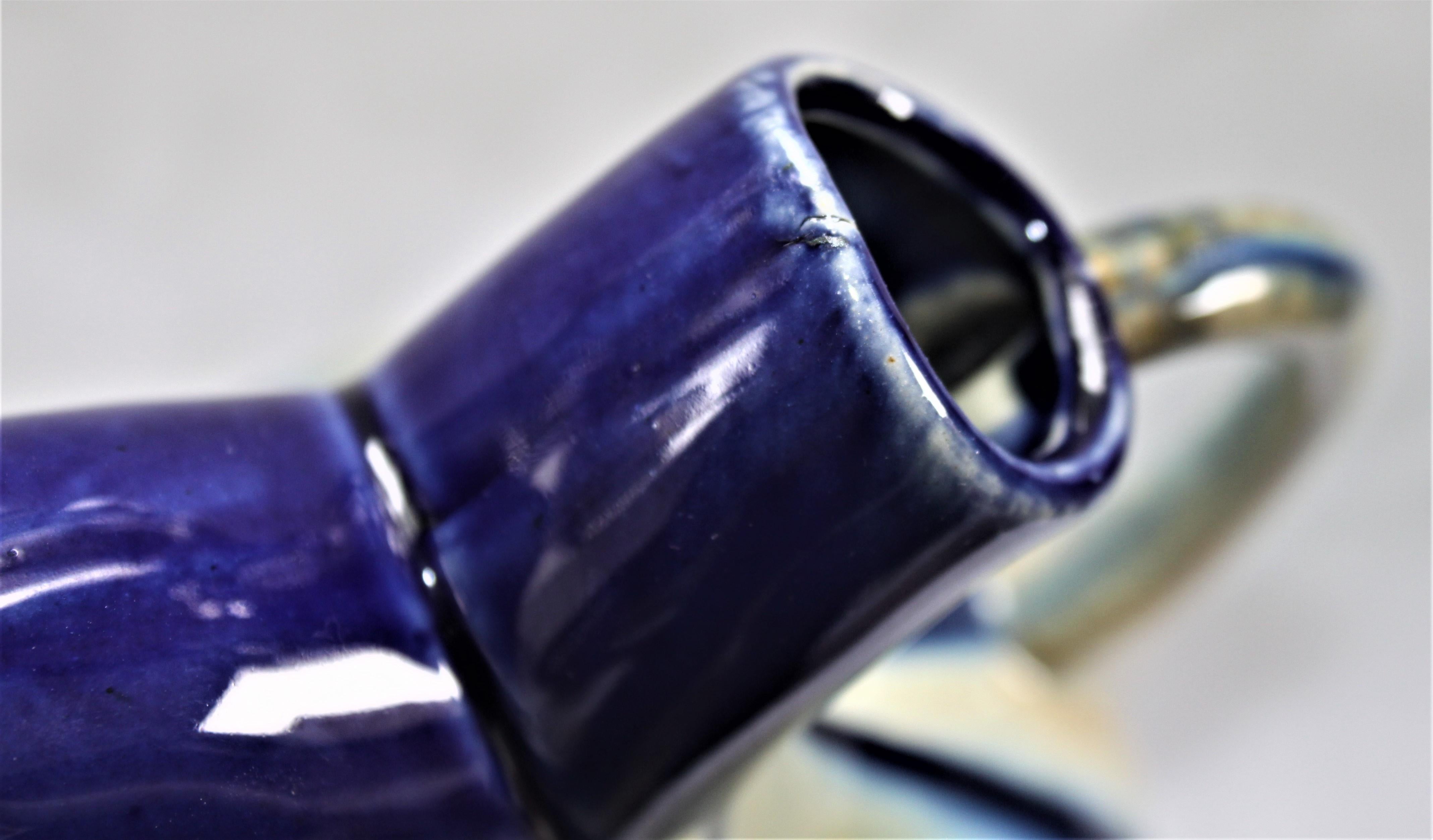 20th Century Art Deco Therin Pottery Co. Belgium Wedding Vase with Cobalt Blue Drip Glaze