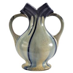 Art Deco Therin Pottery Co. Belgium Wedding Vase with Cobalt Blue Drip Glaze