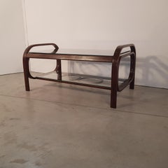 Art Deco Thonet Beechwood Glass-Top Coffee Table, Austria, 1920s