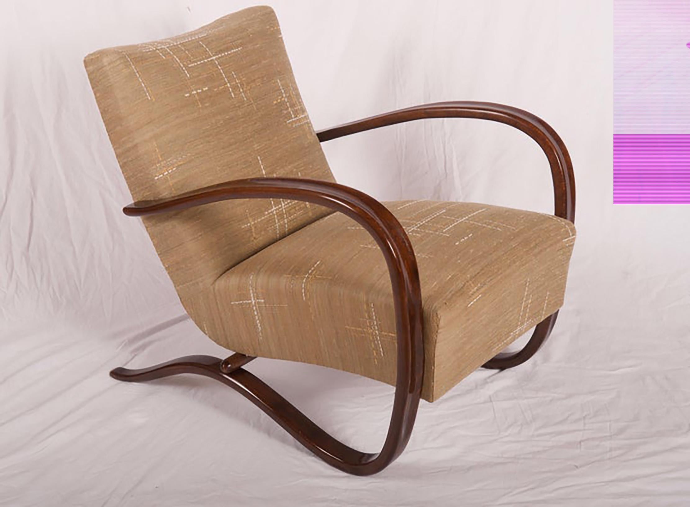 Art Deco Thonet H269 Armchairs by Jindrich Halabala For Sale 5