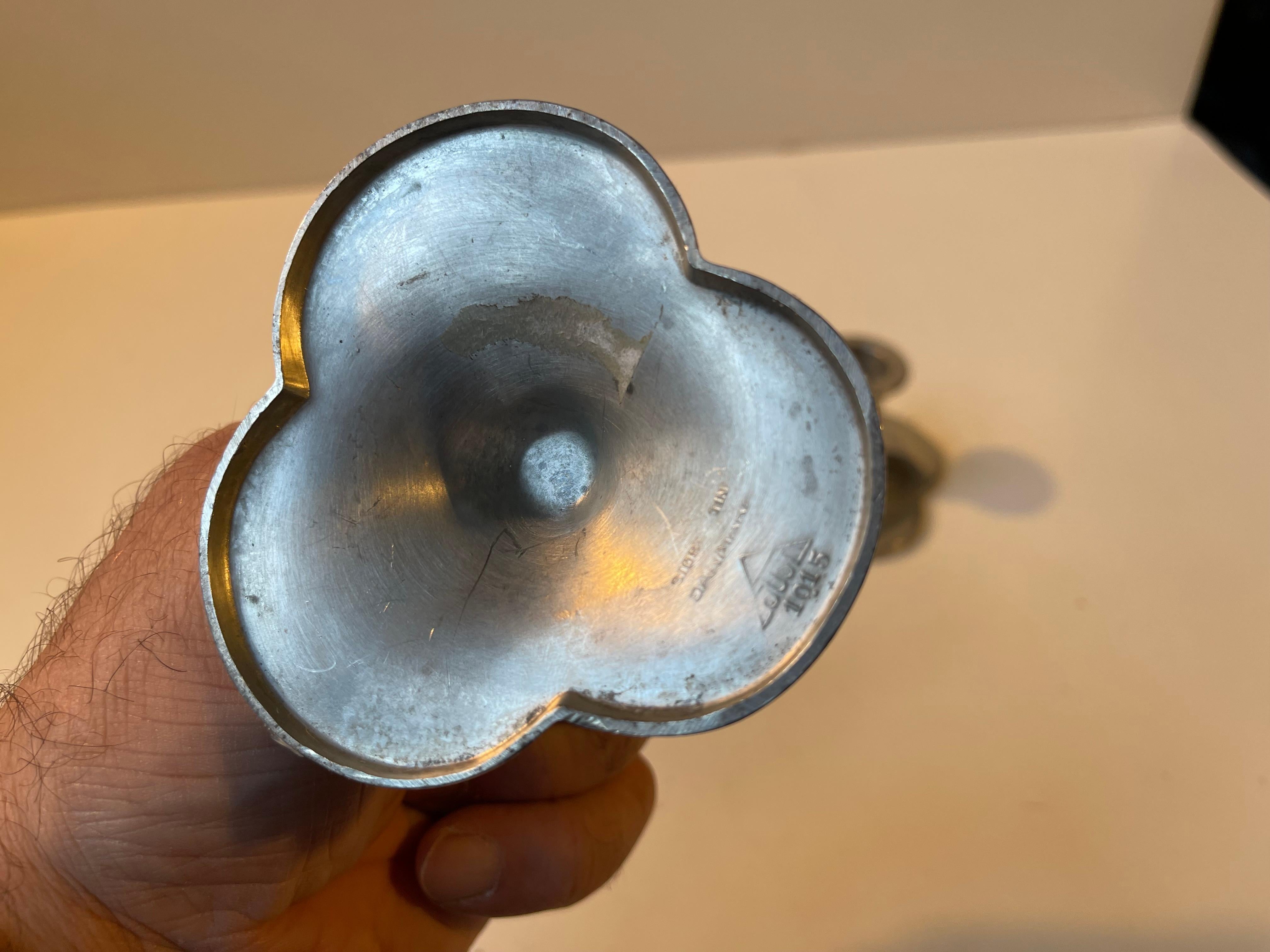 Art Deco Three Clover Pewter Candlesticks by Just Andersen In Good Condition In Esbjerg, DK