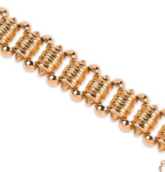 Art Deco Three colors Gold Retro Machine Age Tank Bracelet 19, 2k Gold Portuguese