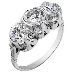 Art Deco Three Diamond Platinum Ring