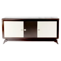 Credenza Art Deco a tre ante di colore bianco sporco, 20° secolo
