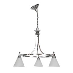 Art Deco Drei Licht Chrom Kronleuchter