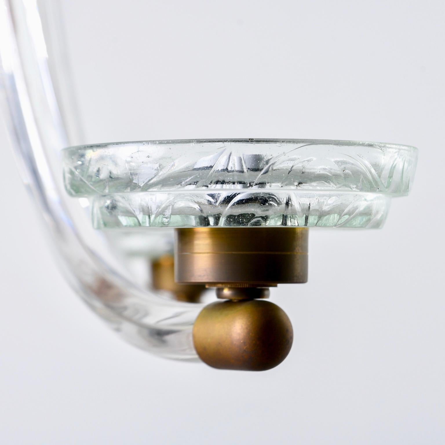 20th Century Art Deco Three-Light Glass Chandelier