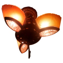 Art Deco Three-Light Slip Shade Chandelier, circa 1928