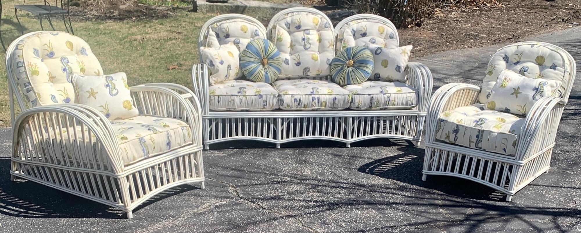 Suite en rotin Art Déco de trois pièces par The Heywood Wakefield Company en vente 5