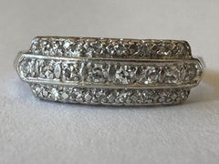 Art Deco Three Row Diamond and Platinum Band Ring