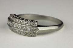 Art Deco Three Row Diamond and Platinum Band Ring