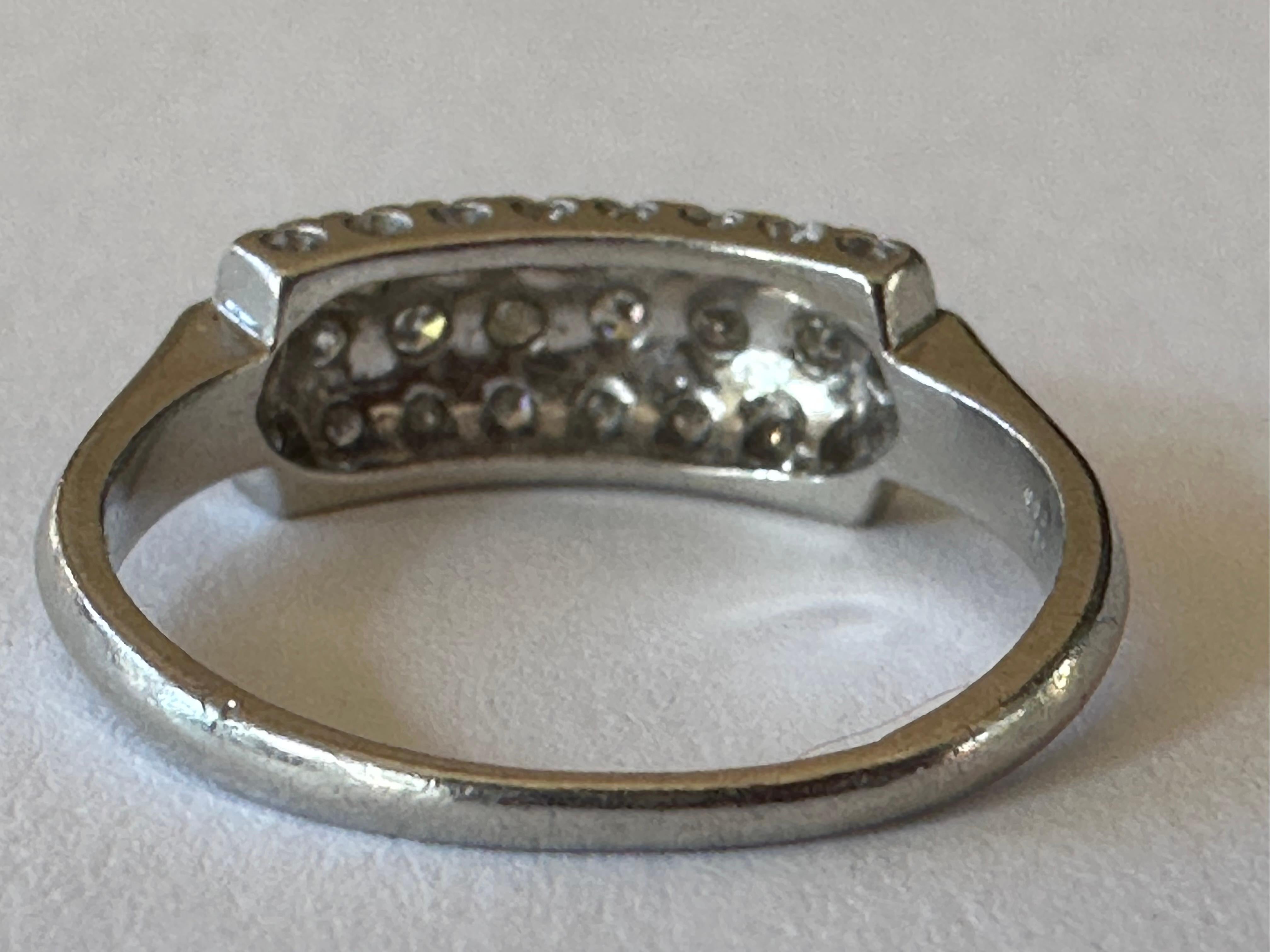 Art Deco Three Row Diamond and Platinum Band Ring  In Good Condition For Sale In Denver, CO
