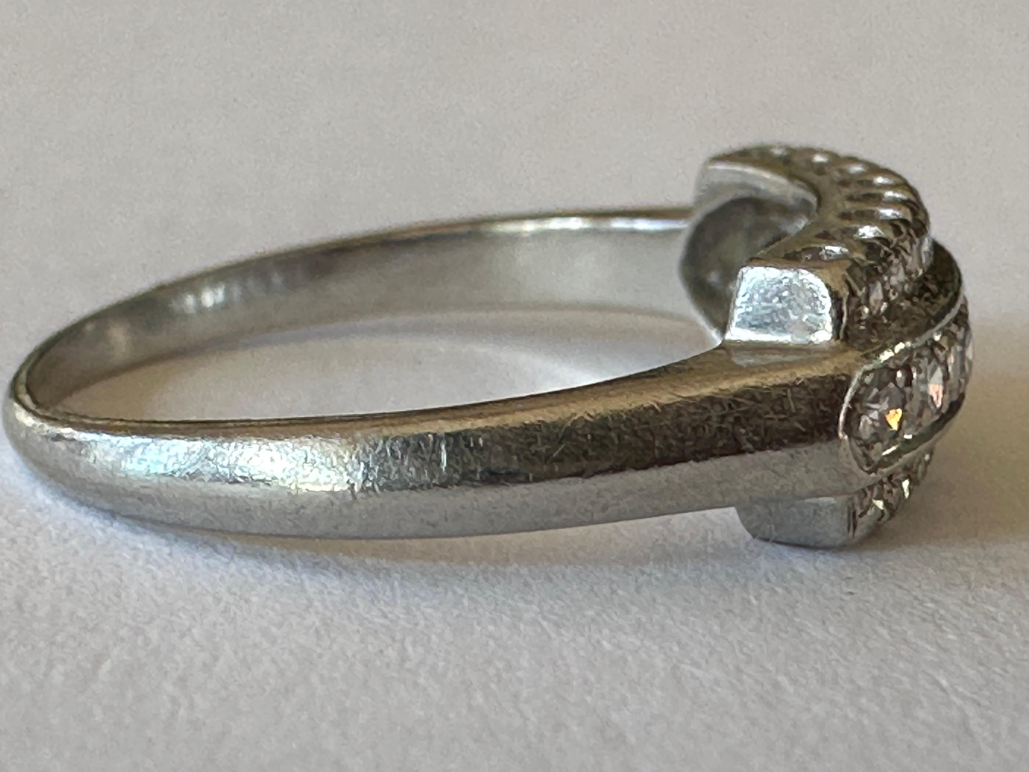 Women's Art Deco Three Row Diamond and Platinum Band Ring  For Sale
