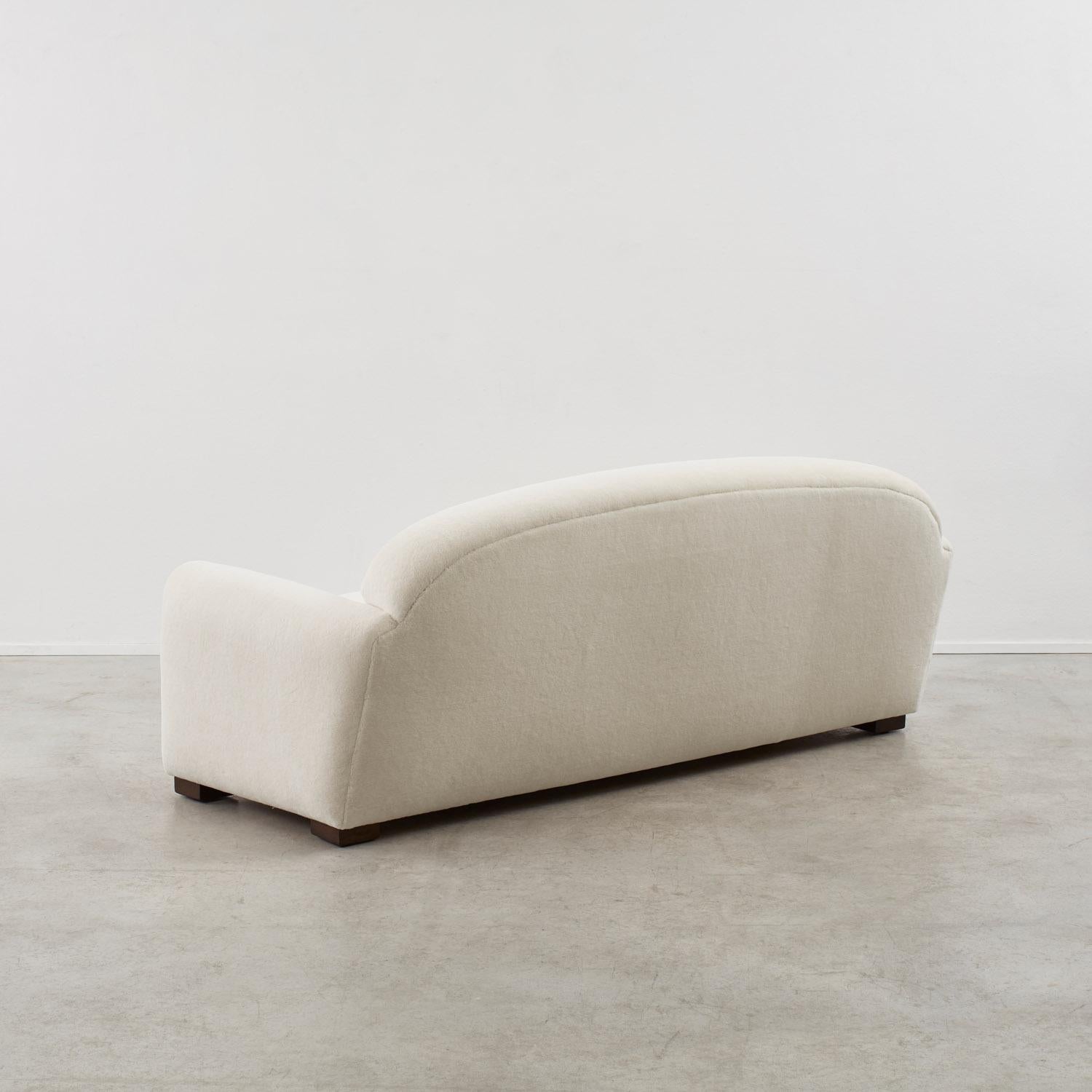 Mohair Art Deco Three-seater club sofa - France, 1930s For Sale