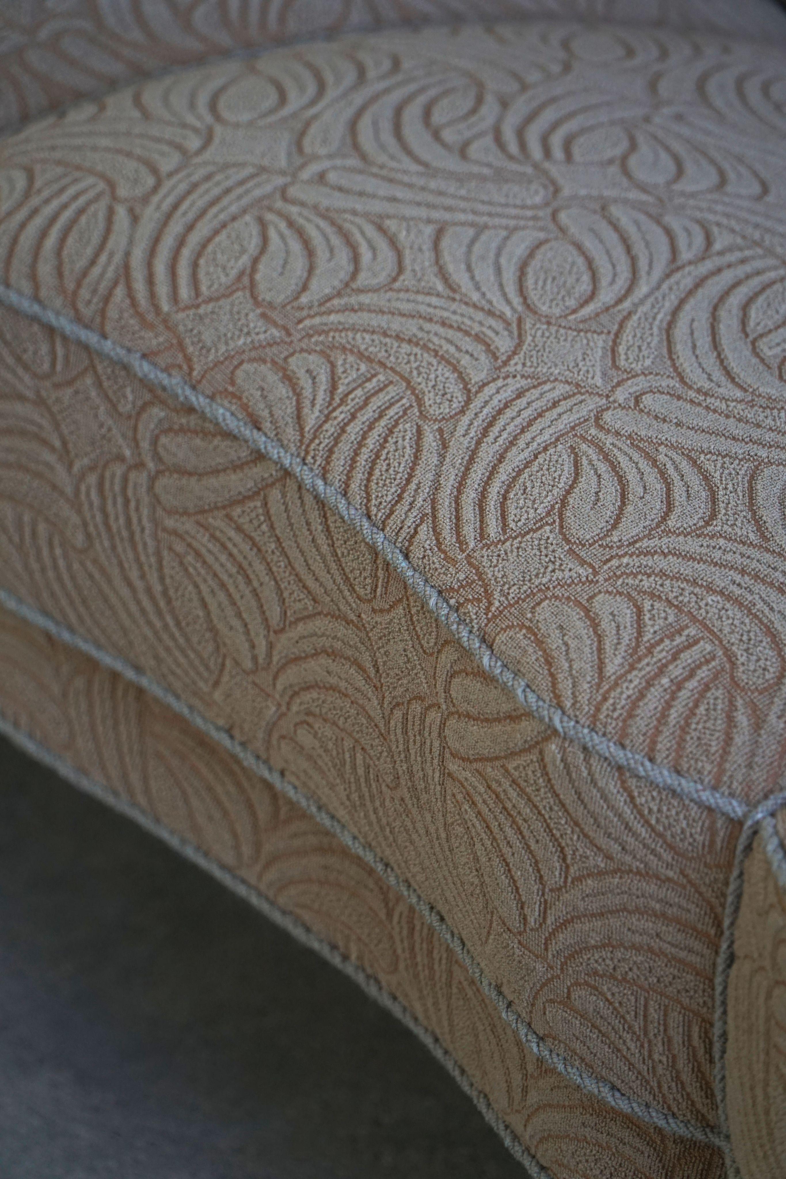 20ième siècle Art Deco Three Seater Sofa, Beech & A Vibrant Fabric, Danish Cabinetmaker, 1940s en vente