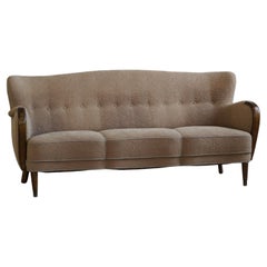 Art Deco Three Seater Sofa, Beech & A Vibrant Fabric, Danish Cabinetmaker, 1940s