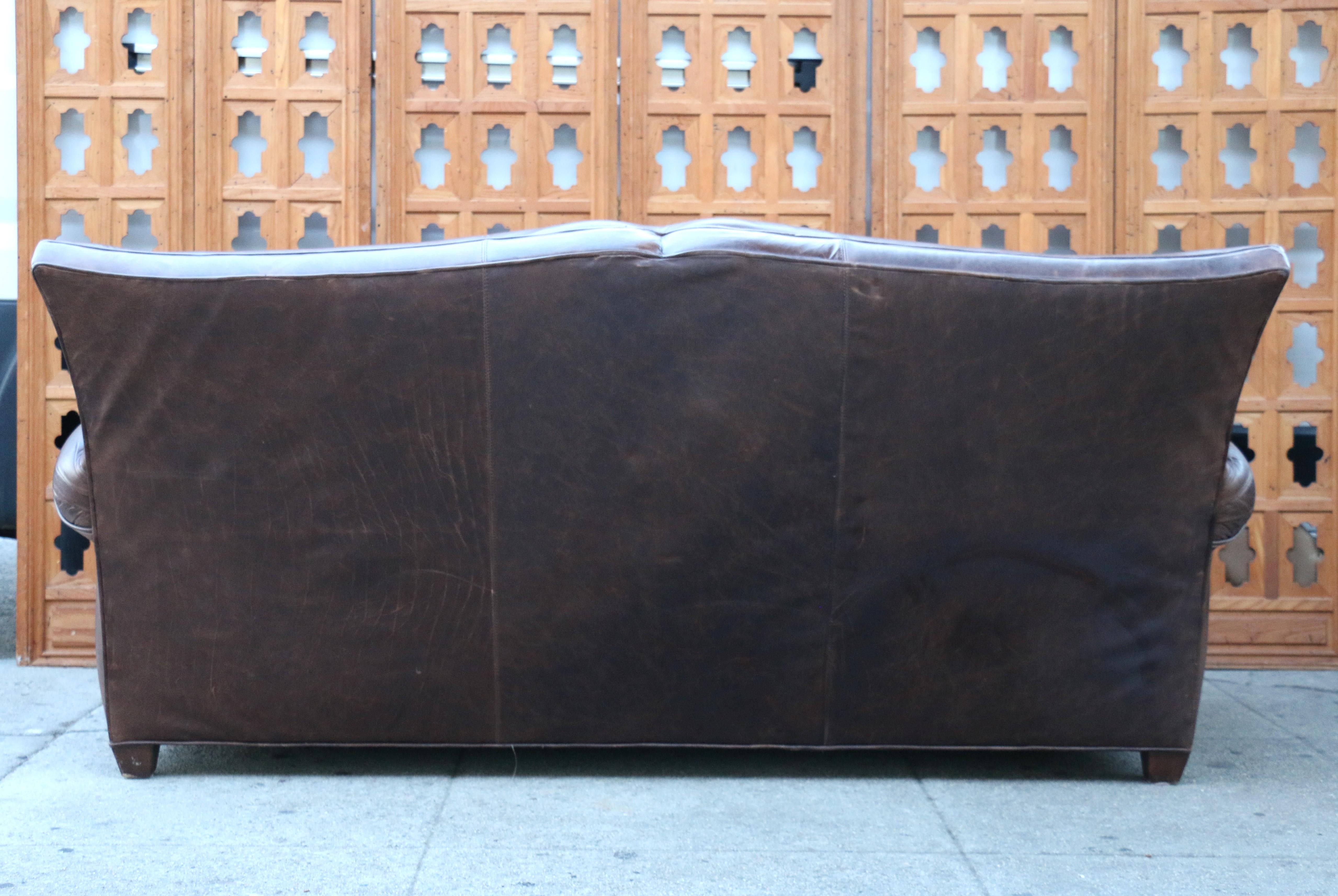 Art Deco Three Seats Leather Sofa With Mustache Backg For Sale 10