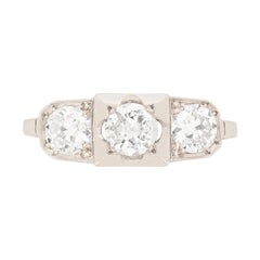 Antique Art Deco Three-Stone Diamond Engagement Ring, circa 1920s