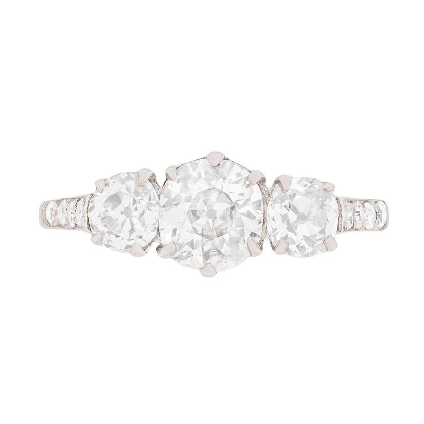 Art Deco Three-Stone Diamond Engagement Ring, circa 1920s