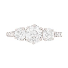 Art Deco Three-Stone Diamond Engagement Ring, circa 1920s