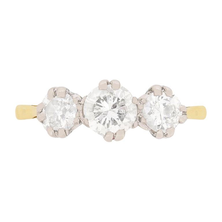 Art Deco Three-Stone Diamond Engagement Ring, circa 1930s