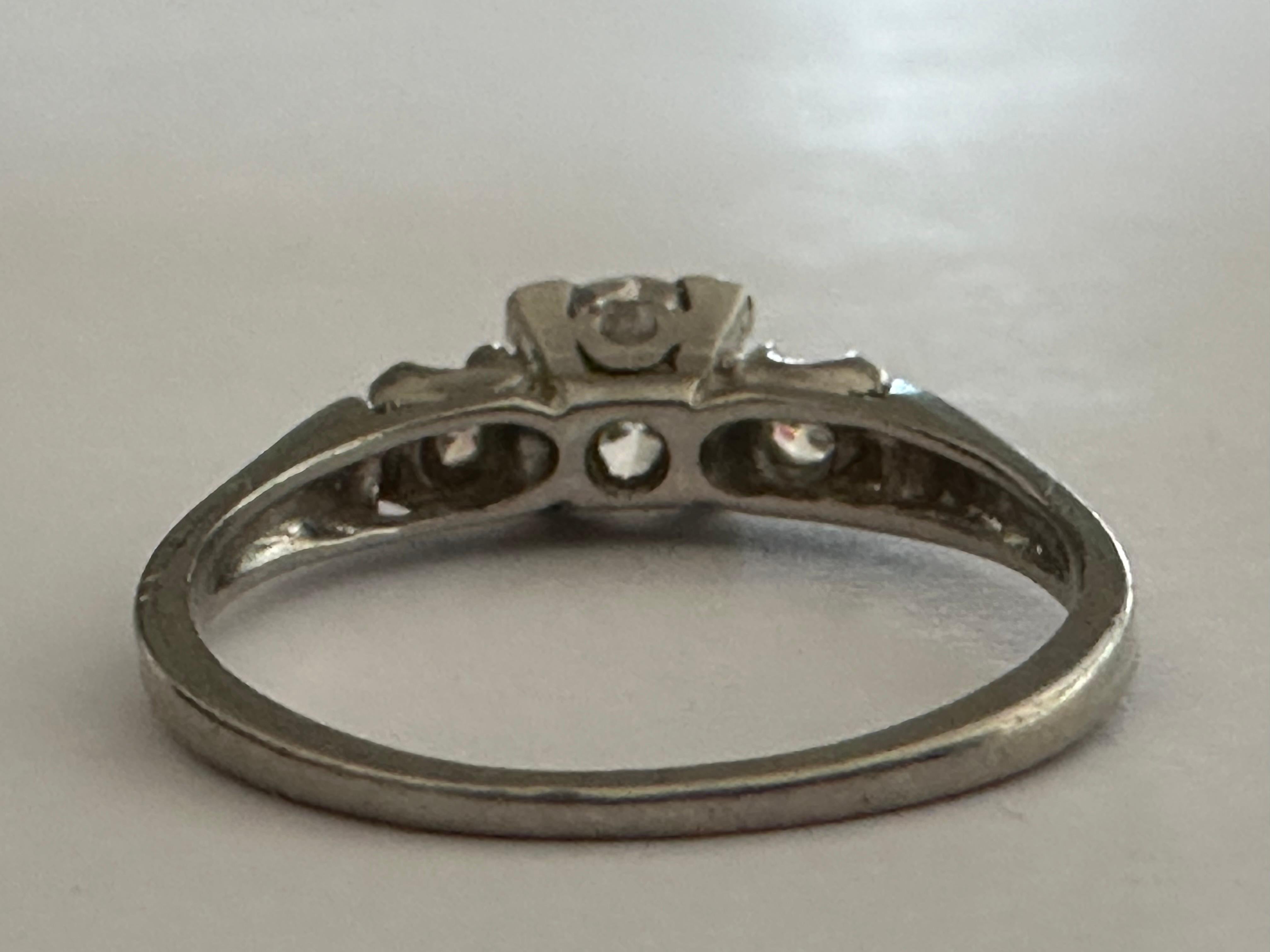 Old European Cut Art Deco Three-Stone Diamond Engagement Ring  For Sale