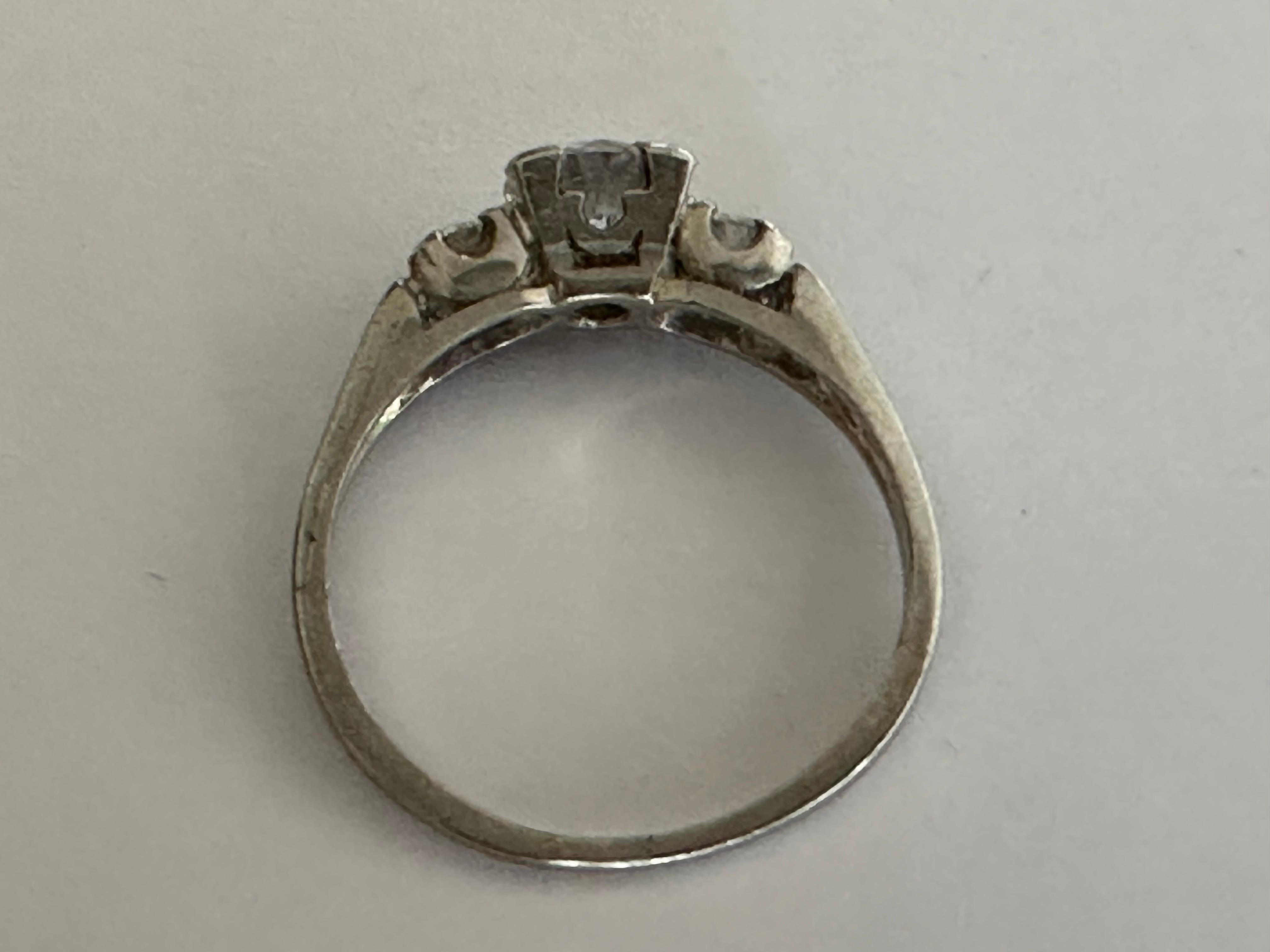 Women's Art Deco Three-Stone Diamond Engagement Ring  For Sale