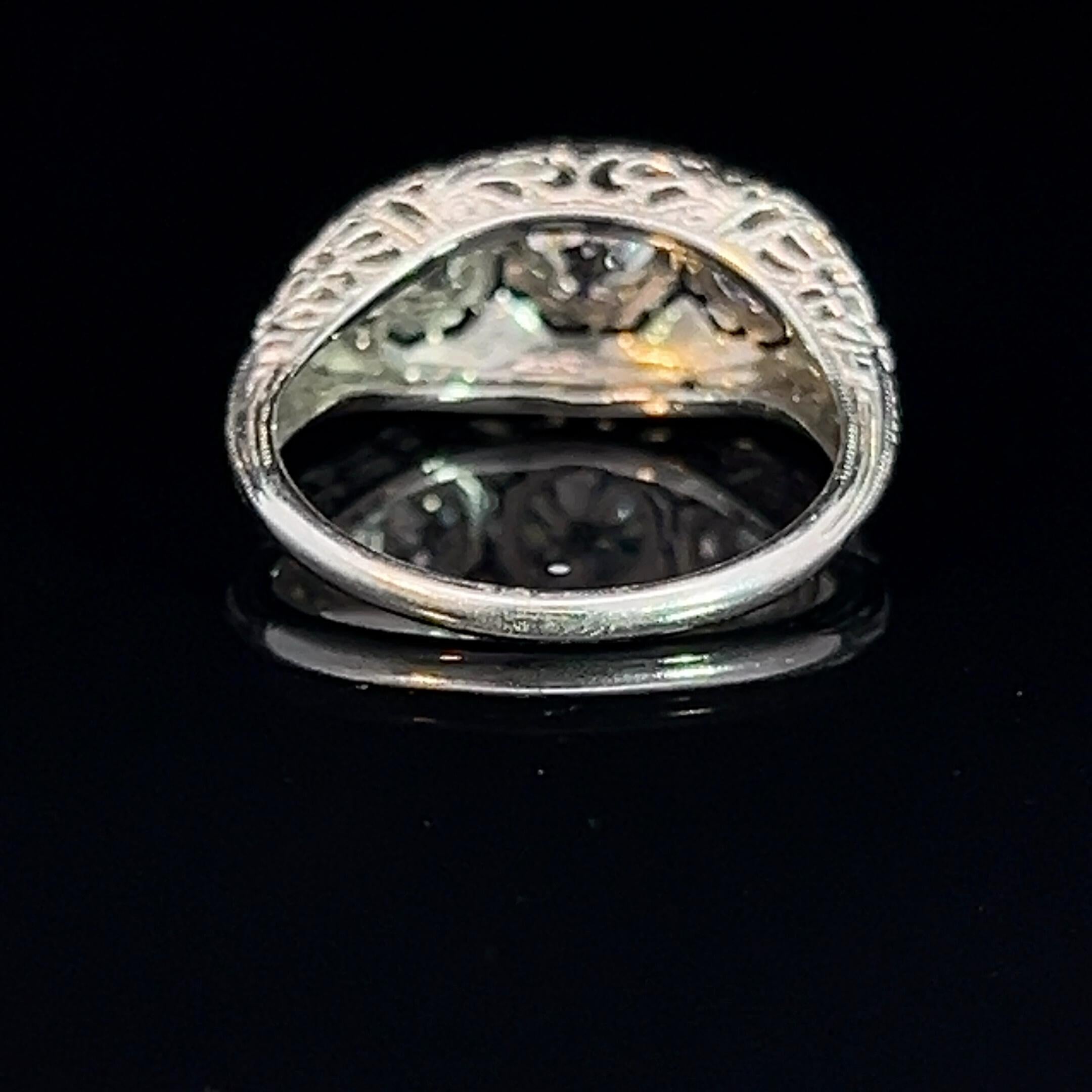 Women's or Men's Art Deco Three Stone Diamond Ring Circa 1930s For Sale