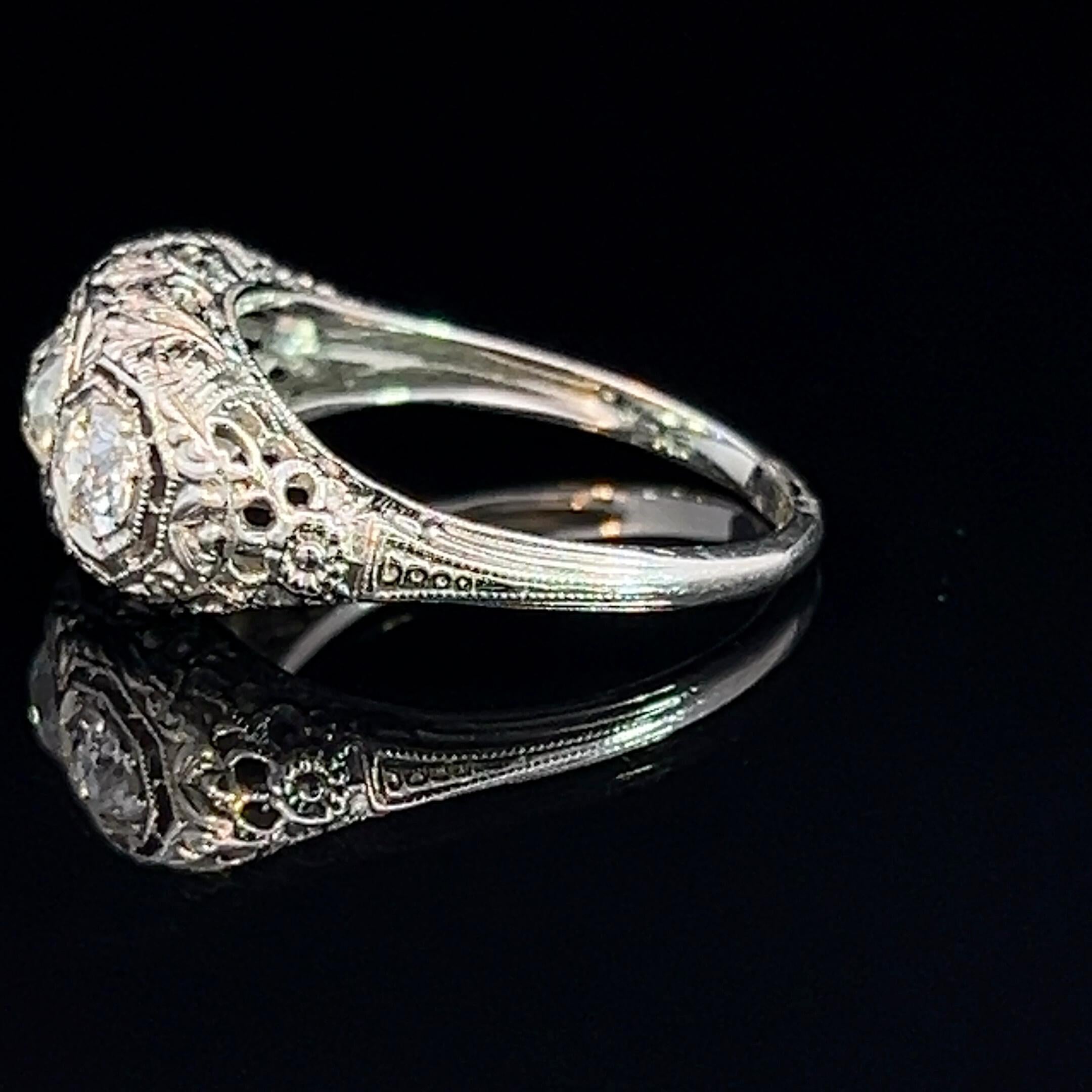 Art Deco Three Stone Diamond Ring Circa 1930s For Sale 1