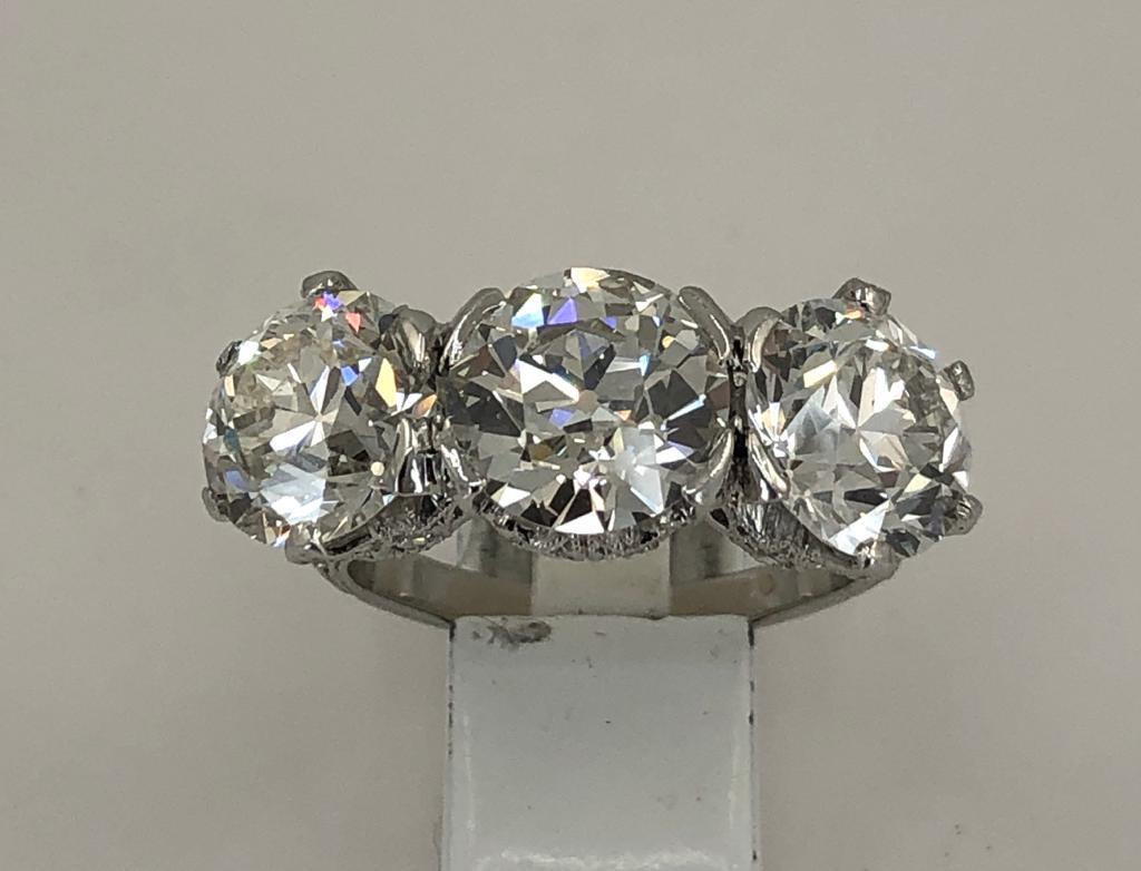 Women's Art Deco Three Stone Diamond Platinum Ring