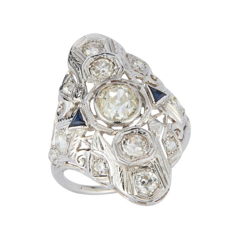 Art Deco Three Stone Diamond Ring For Sale at 1stDibs