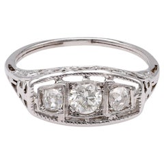 Art Deco Three-Stone Diamond Ring