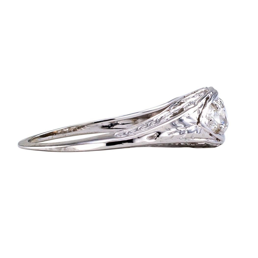 Art Deco Three-Stone Diamond White Gold Ring In Good Condition In Los Angeles, CA