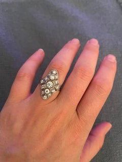 Art Deco Three Stone Filigree Ring 1.20 Carats Platinum 4.2 Grams