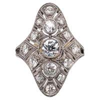 Art Deco 3-Stone 2.55 Carats Diamonds Platinum Filigree Ring at 1stDibs ...