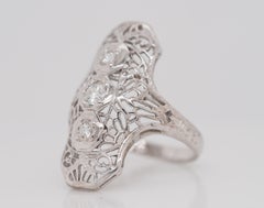 Art Deco Three-Stone Old European Diamond Filigree Engagement Ring, circa 1930s