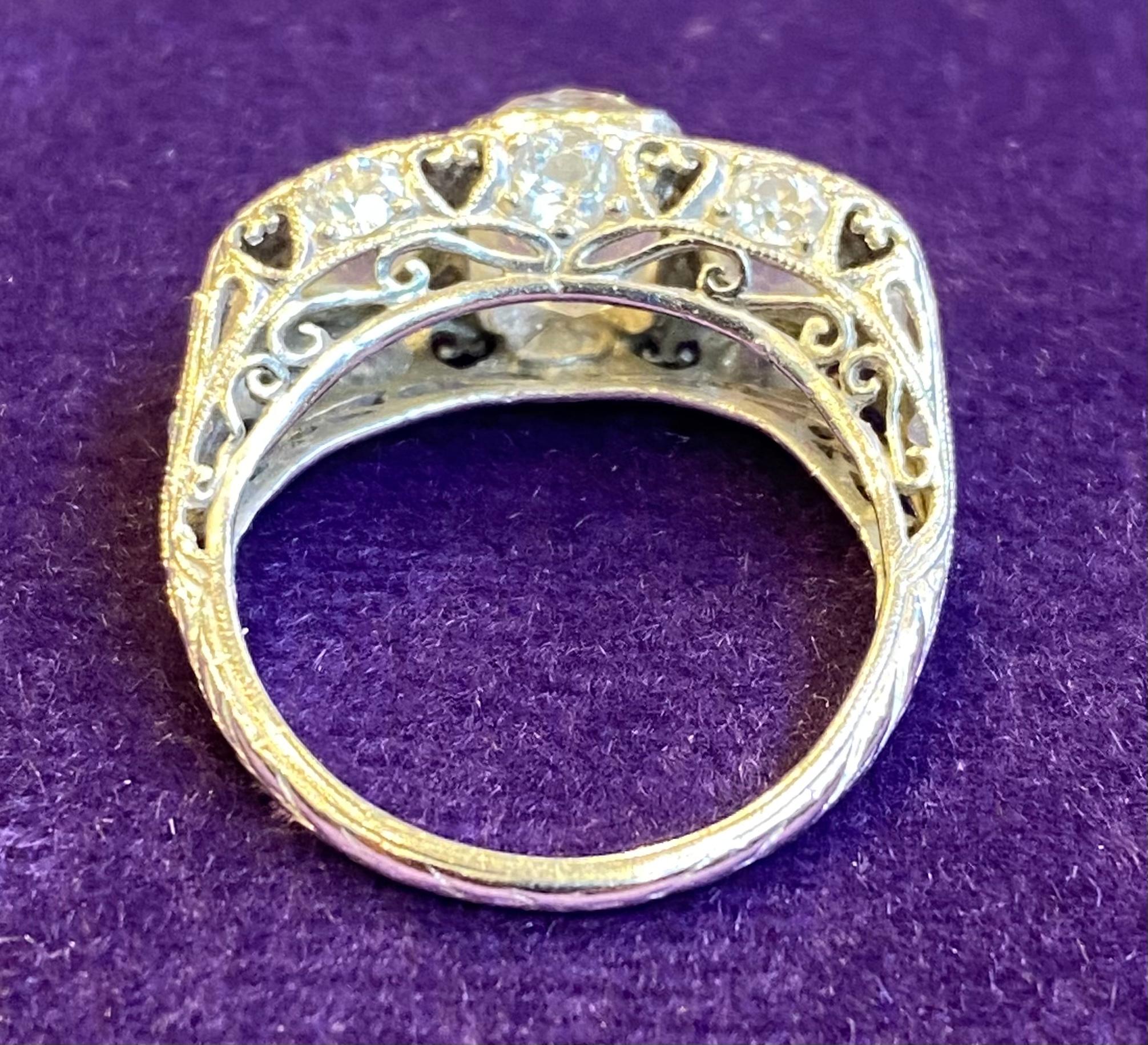 Women's Art Deco Three Stone Old Mine Diamond Ring