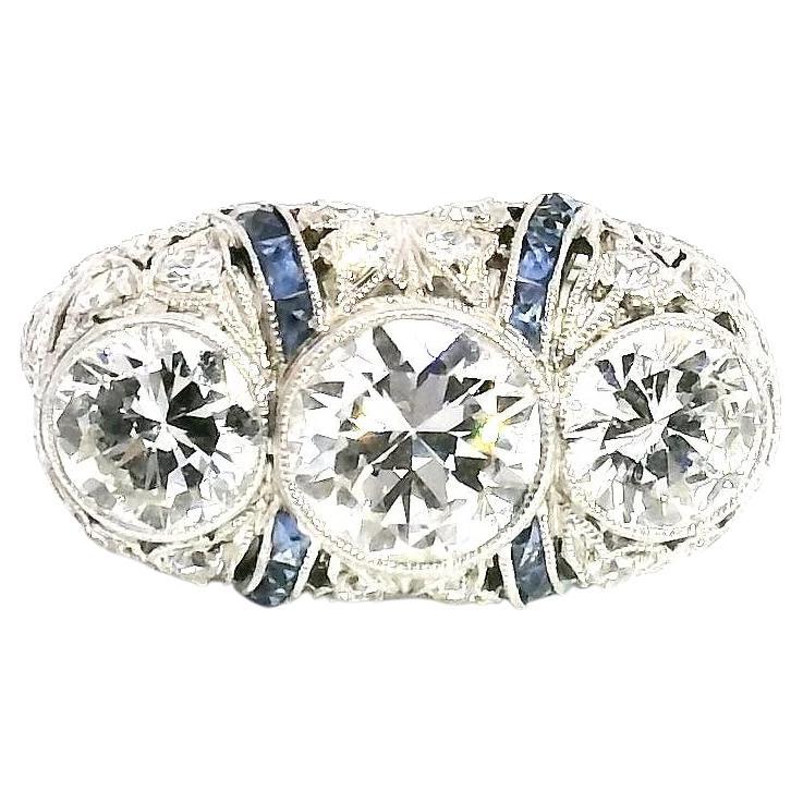 Art Deco Three Stone Ring For Sale