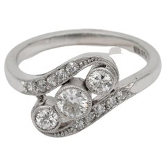 Used Art Deco Three Stone Twisted Ring 1.25 Ct Diamond