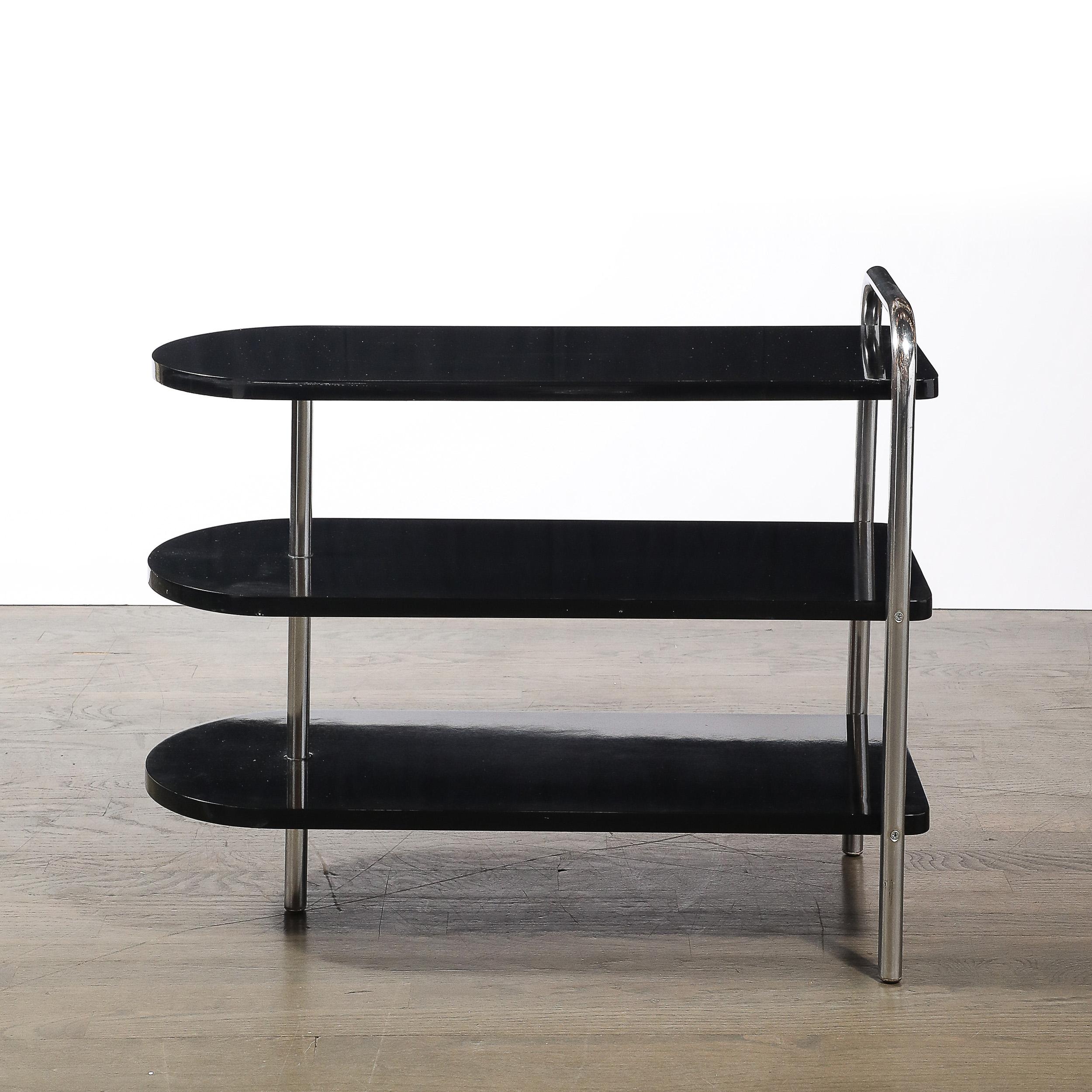 Art Deco Three-Tier Bullet Form Side Table, Model No 806 by Wolfgang Hoffman For Sale 4