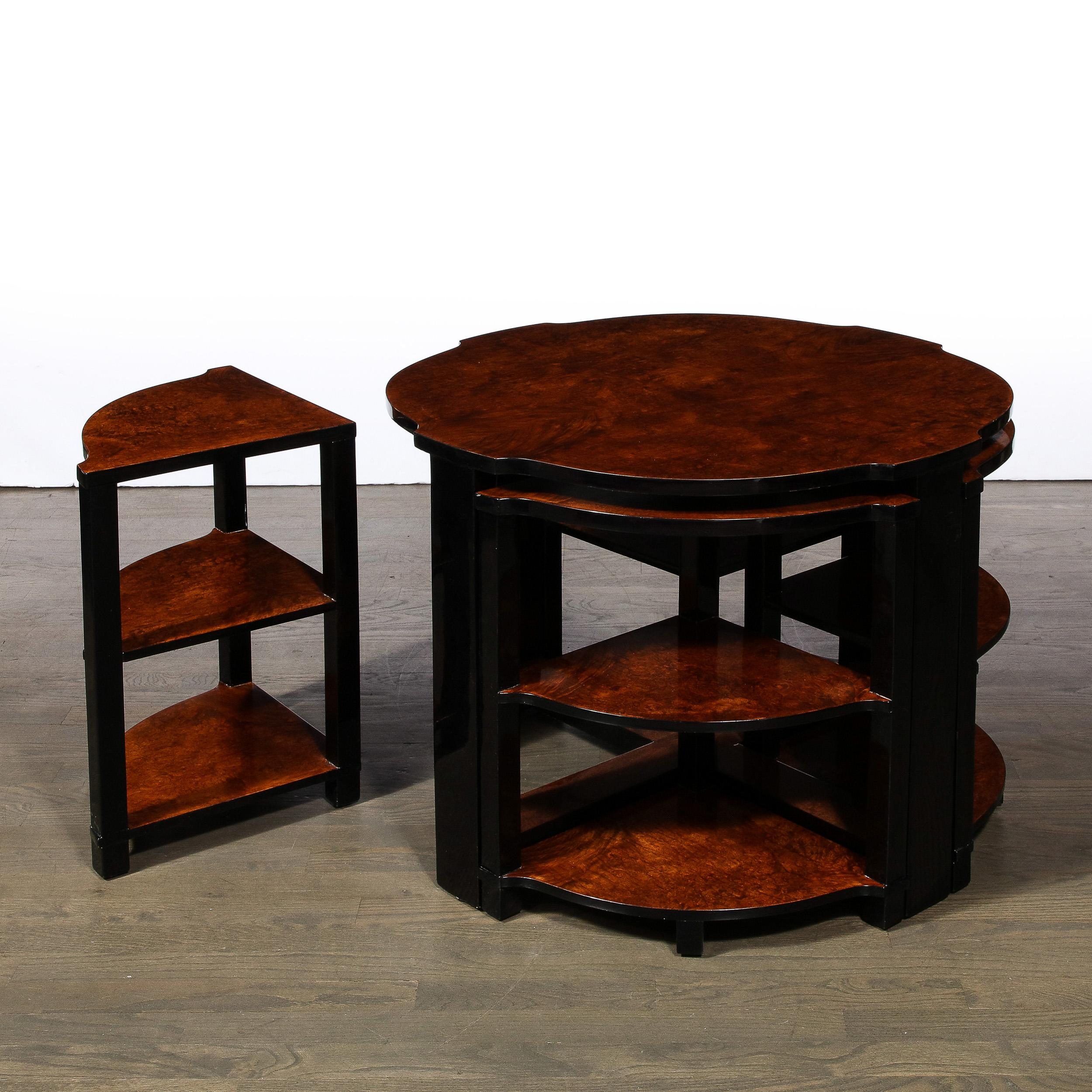 Art Deco Three-Tier Occasional Table w/ Four Nested Tables in Bookmatched Walnut 4