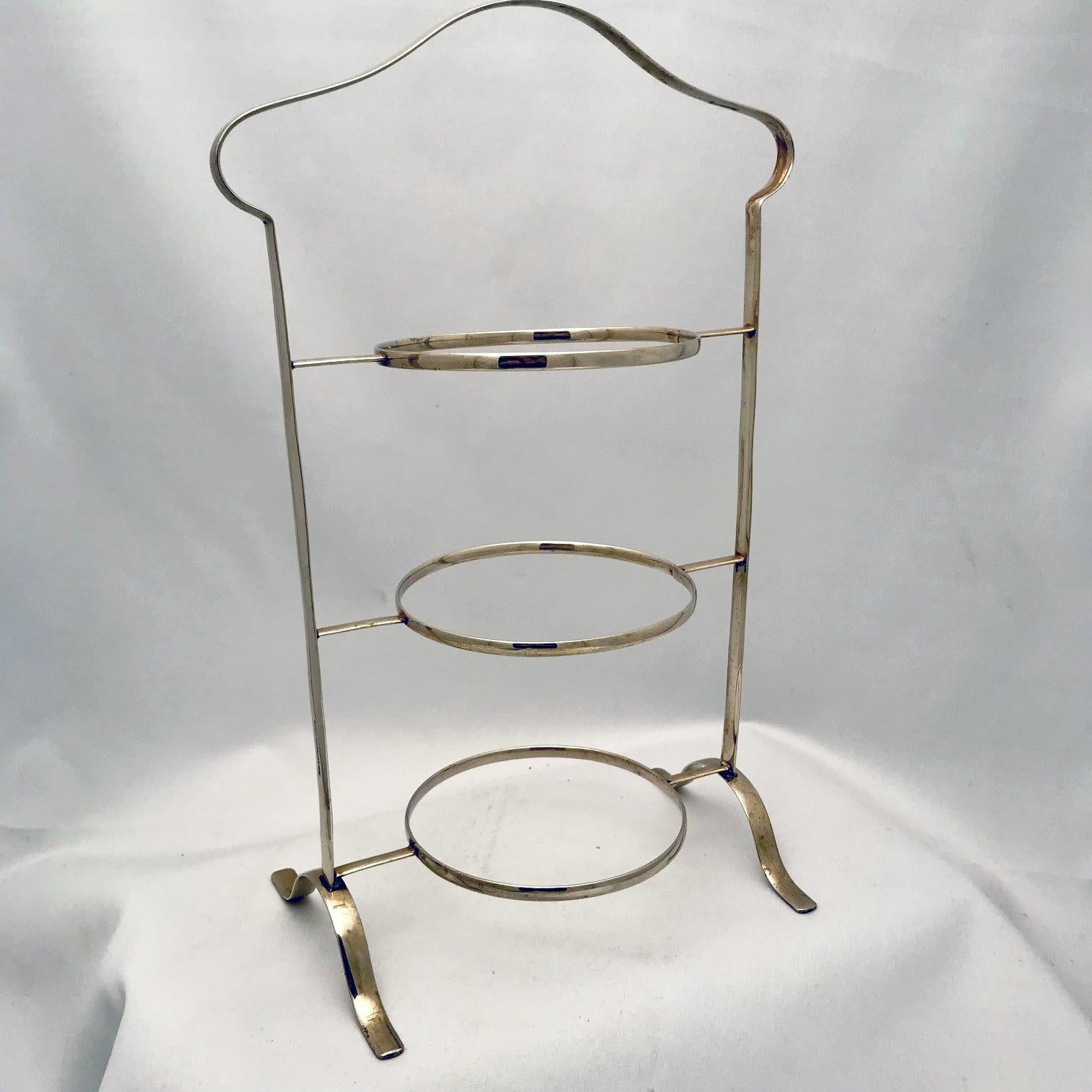 English Art Deco, Three-Tier Silverplated Cake Stand