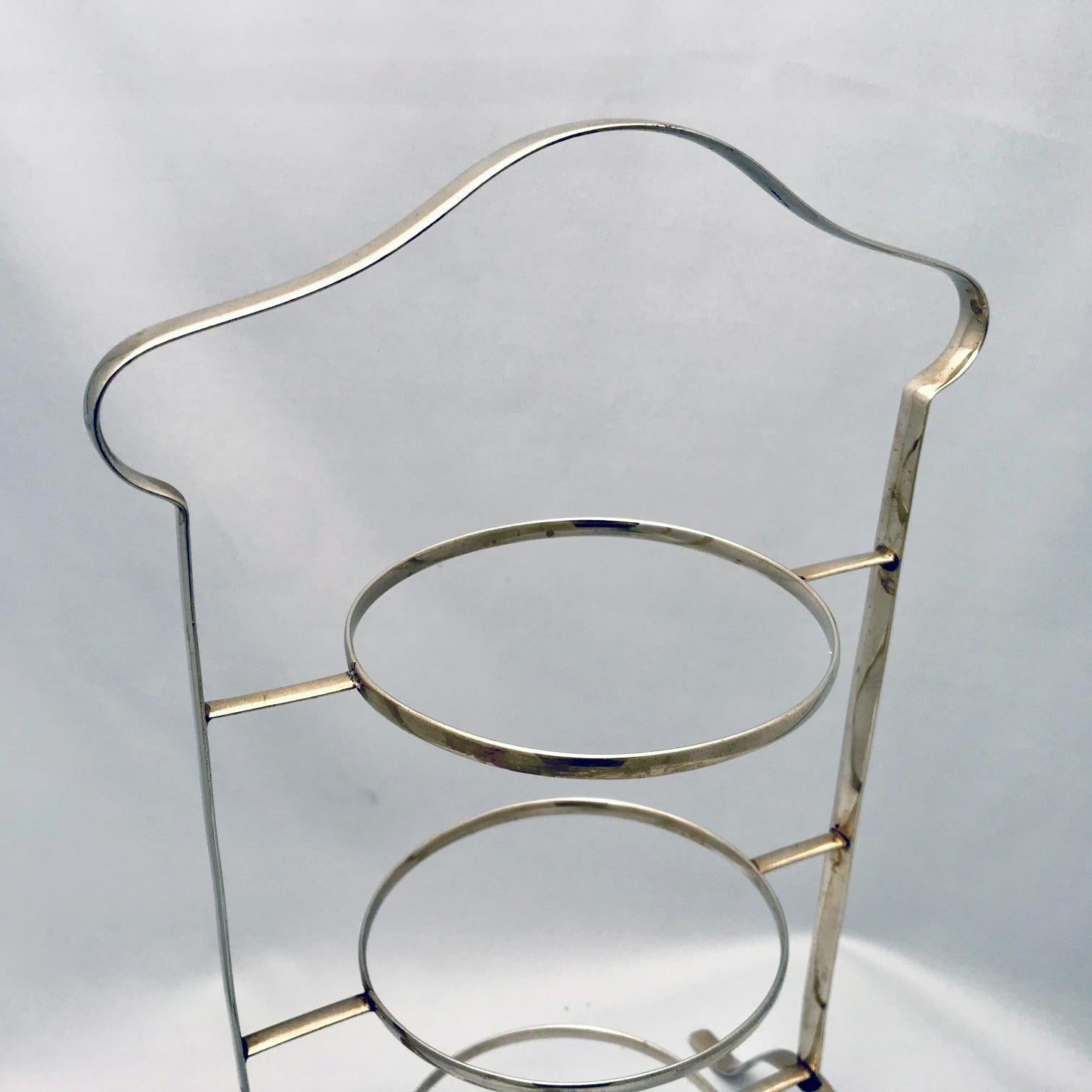 Hand-Crafted Art Deco, Three-Tier Silverplated Cake Stand
