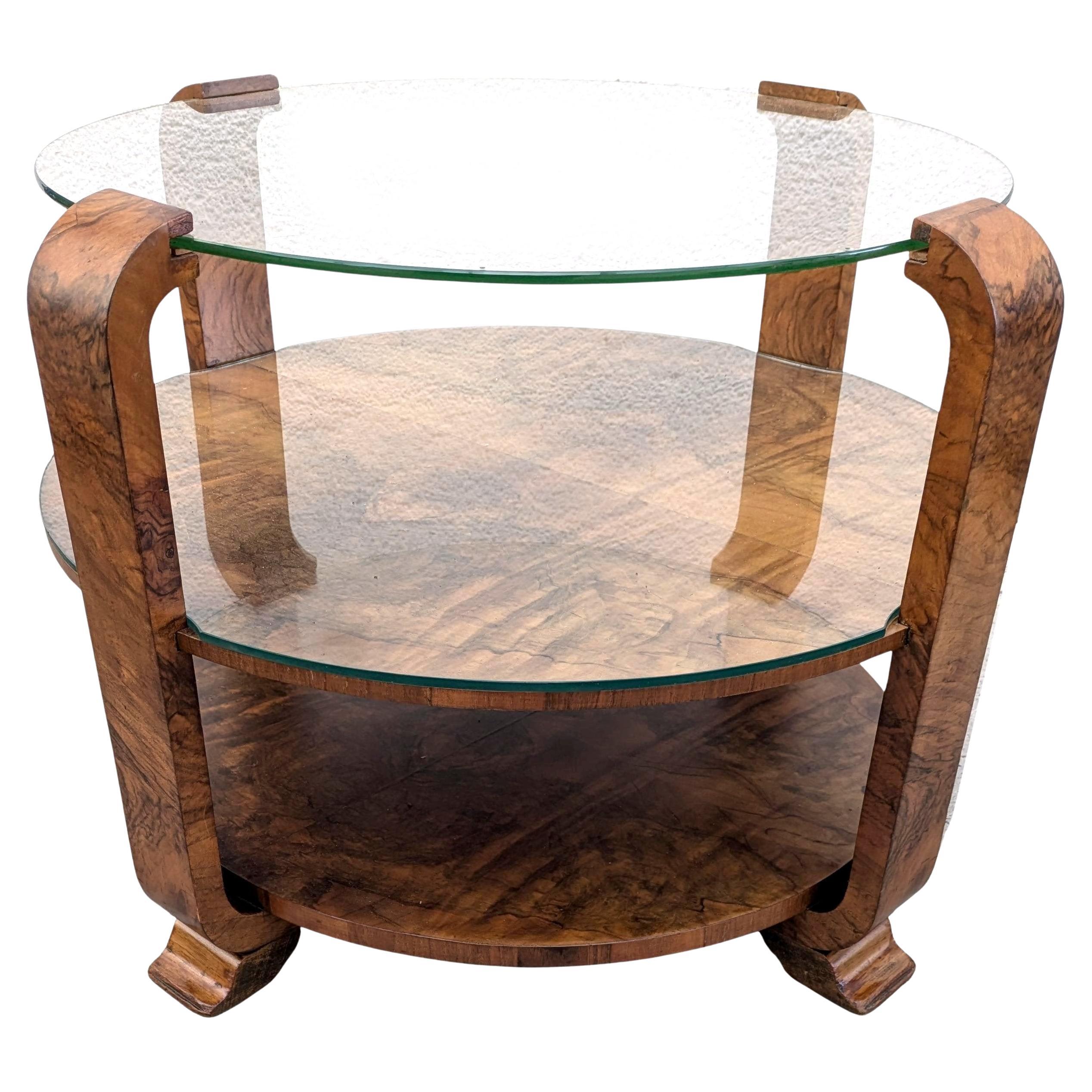 For your consideration is this high style original 1930's Walnut table of good proportions. This table is very heavy and oozes quality. The veneers are book paged and have the most glorious and appealing pattern . It comes complete with a protective