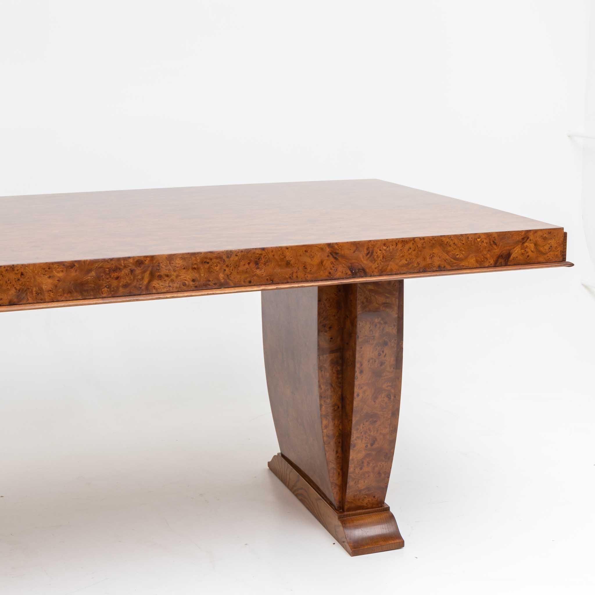 French Art Deco Thuja Root Veneered Dining Room Table, France, circa 1920