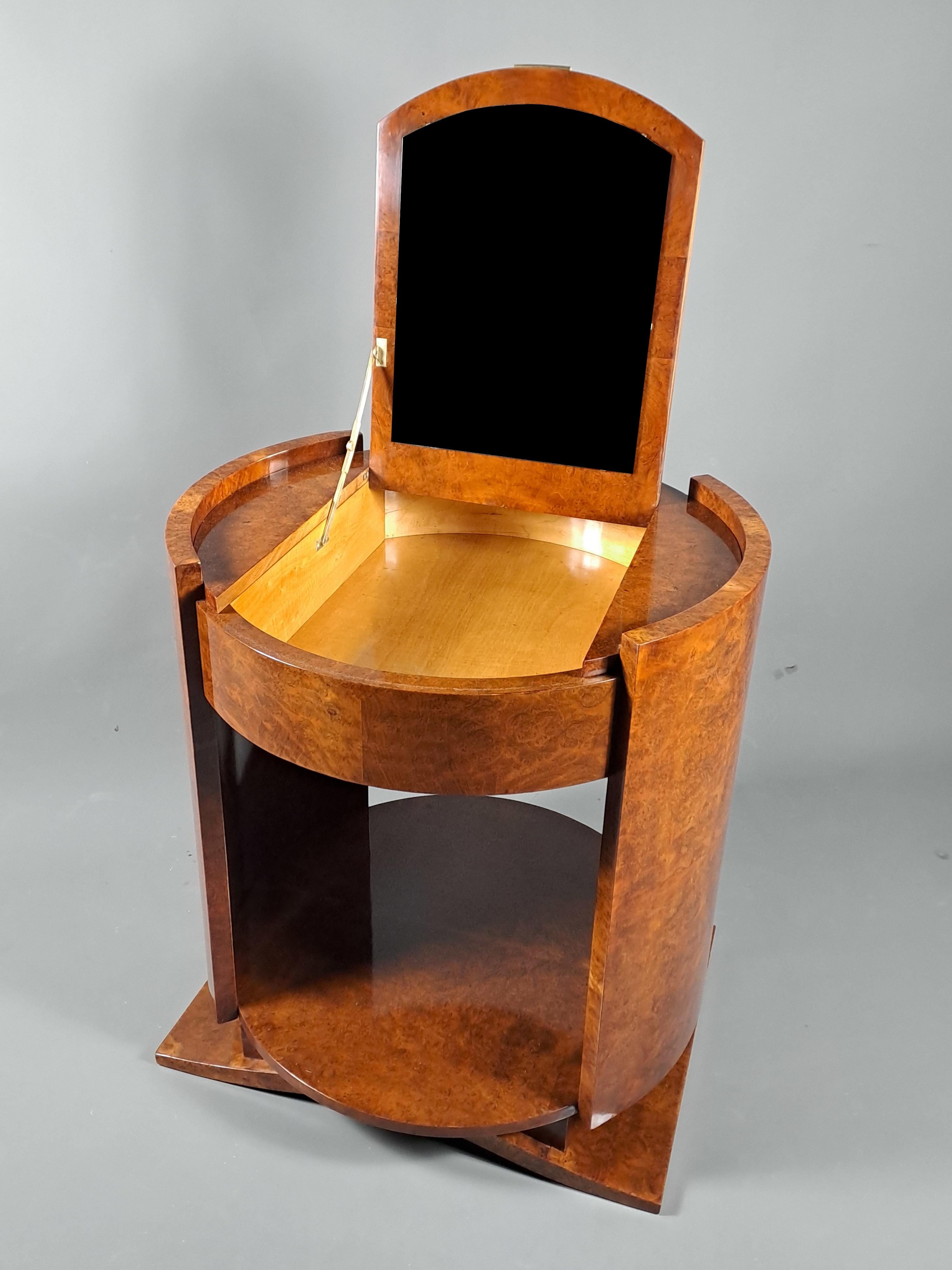 Wood Art Deco Thuya Burl Pedestal Table For Sale